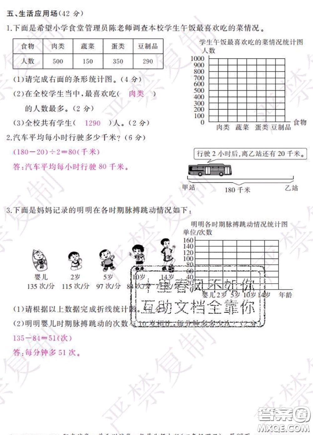 2020春陽光試卷單元測試卷四年級數(shù)學下冊北師版答案