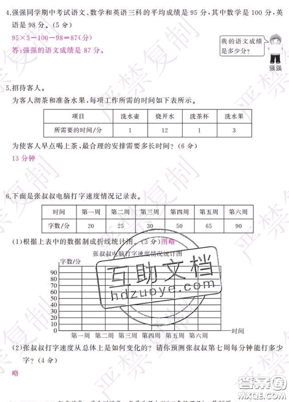 2020春陽光試卷單元測試卷四年級數(shù)學下冊北師版答案