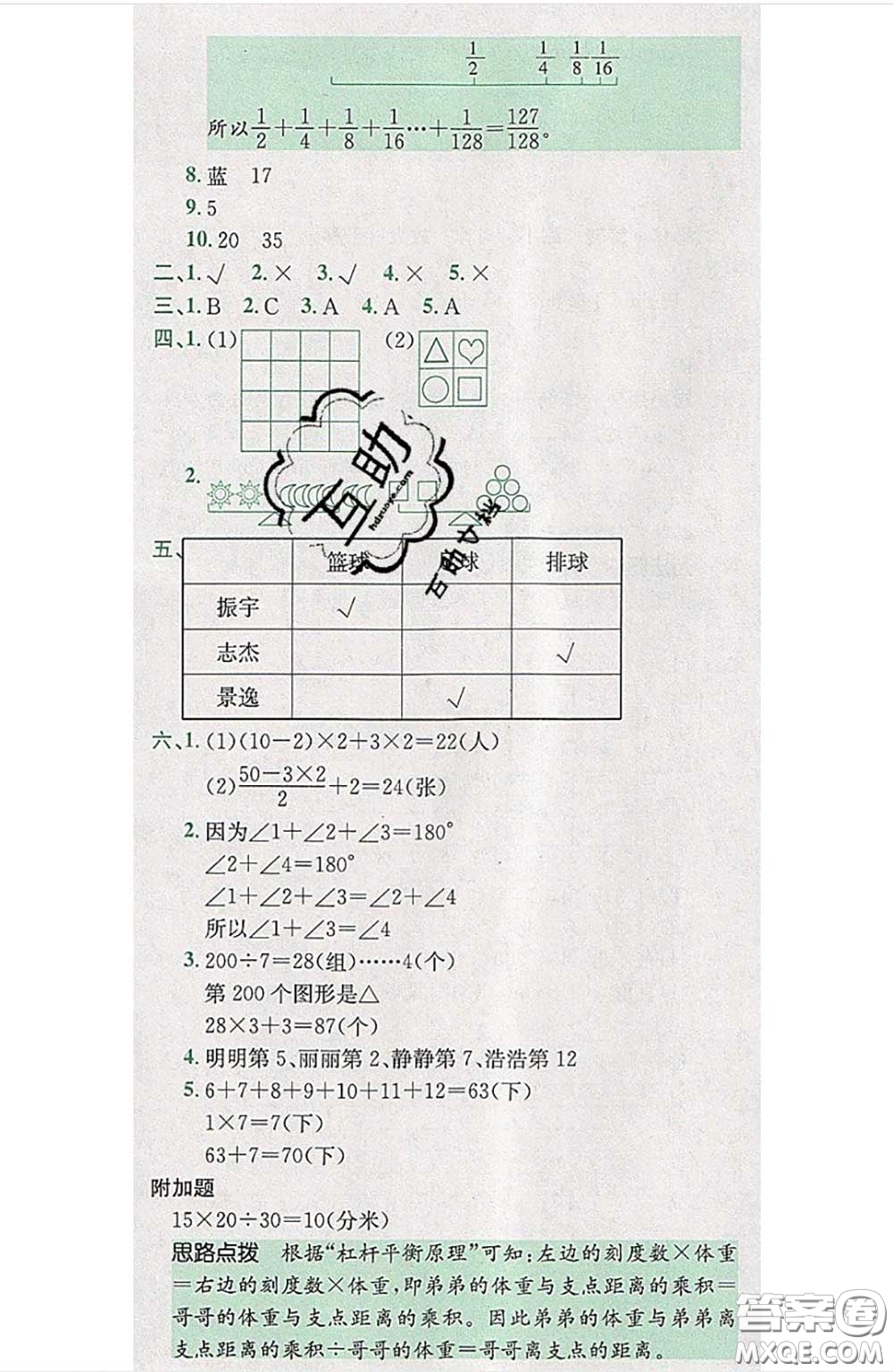 江西高校出版社2020春小卷霸六年級數(shù)學下冊人教版答案