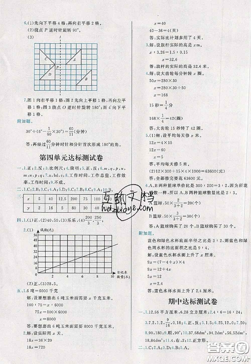 2020新版學(xué)而思基本功全優(yōu)試卷六年級(jí)數(shù)學(xué)下冊(cè)北師版答案