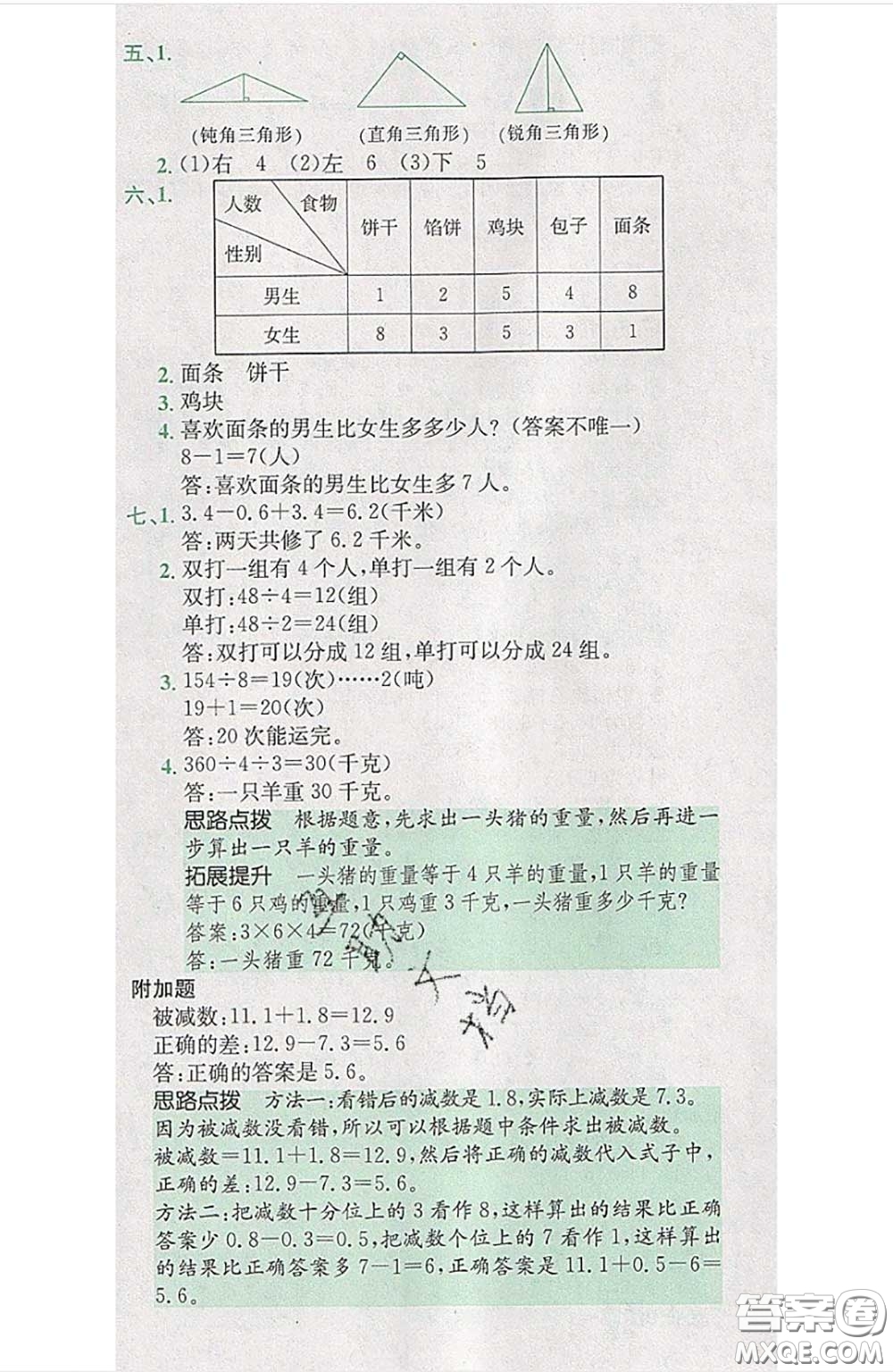 江西高校出版社2020春小卷霸四年級數(shù)學(xué)下冊人教版答案