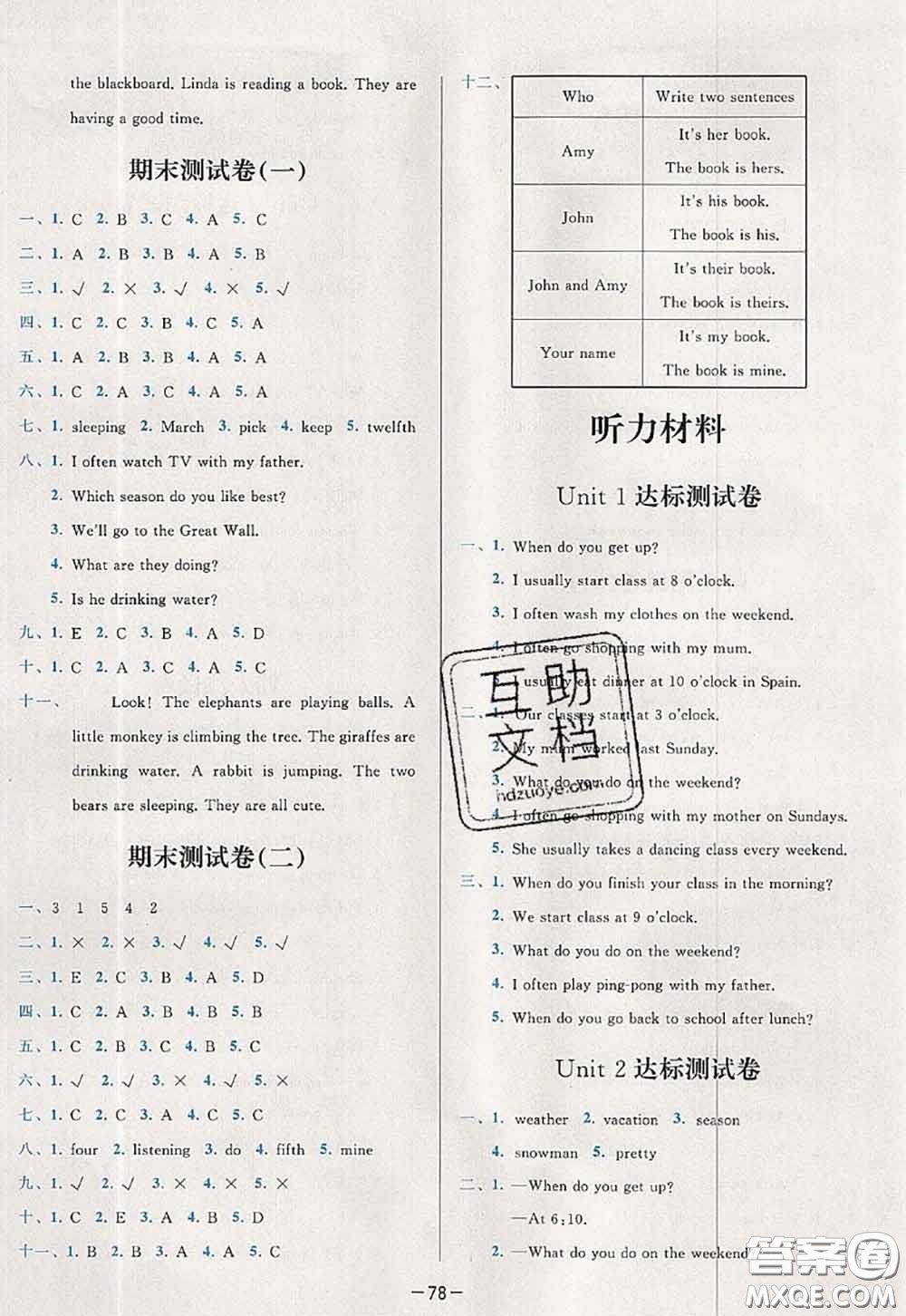 2020新版學(xué)而思基本功全優(yōu)試卷五年級(jí)英語下冊(cè)人教版答案