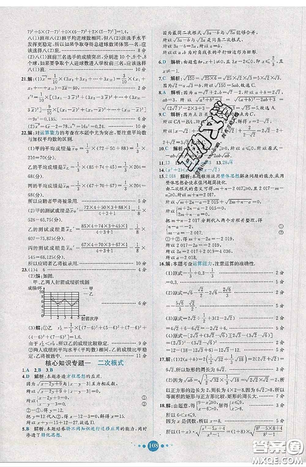 2020春課時練核心素養(yǎng)卷初中同步達標測試卷八年級數學下冊答案