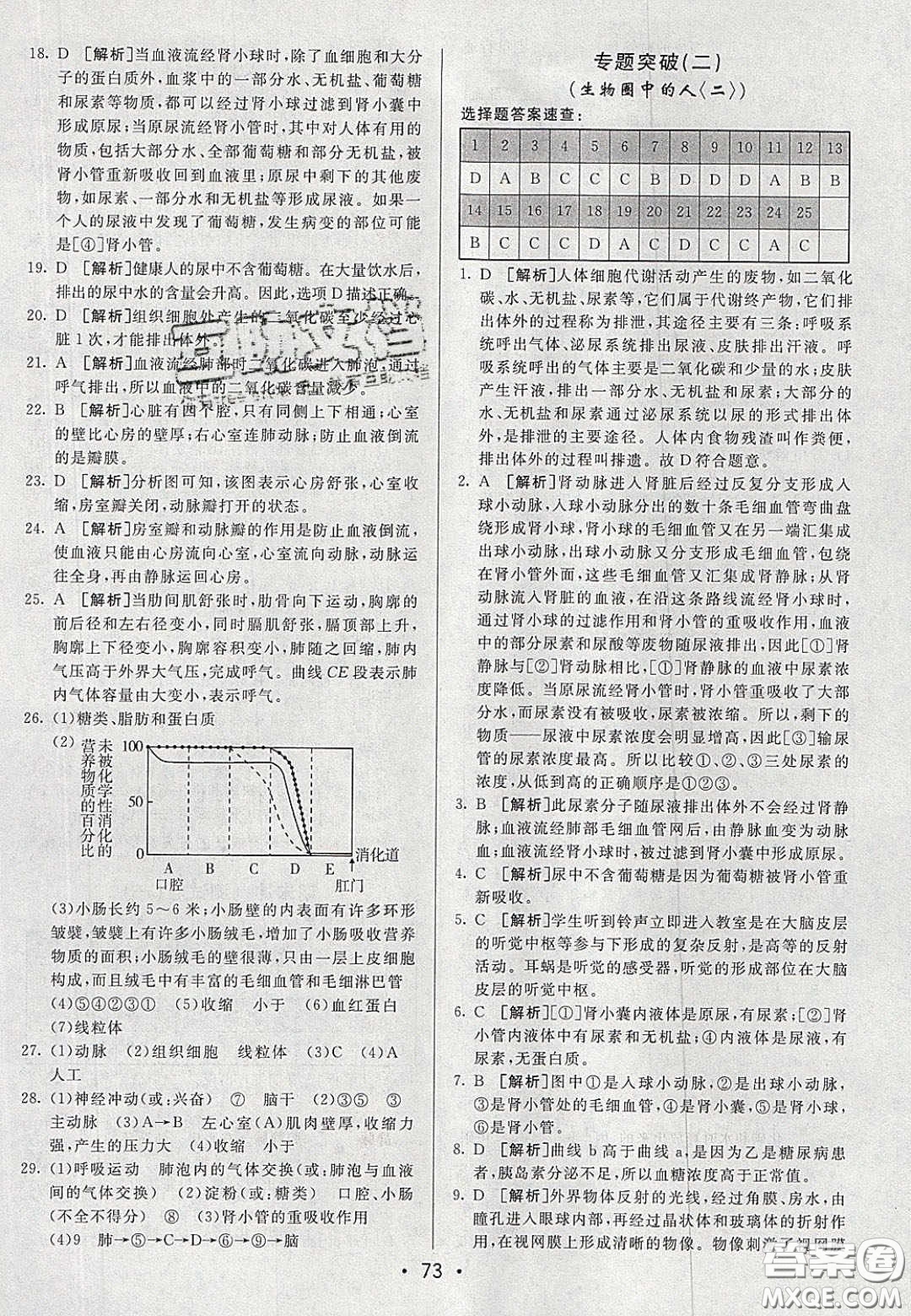 2020年期末考向標(biāo)海淀新編跟蹤突破測試七年級生物下冊人教版答案