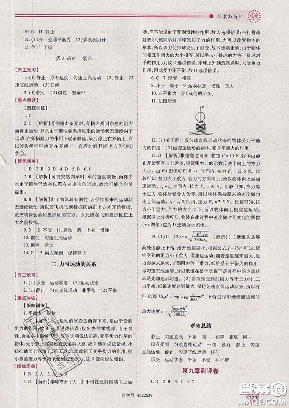 陜西師范大學(xué)出版社2020春績(jī)優(yōu)學(xué)案八年級(jí)物理下冊(cè)蘇科版答案