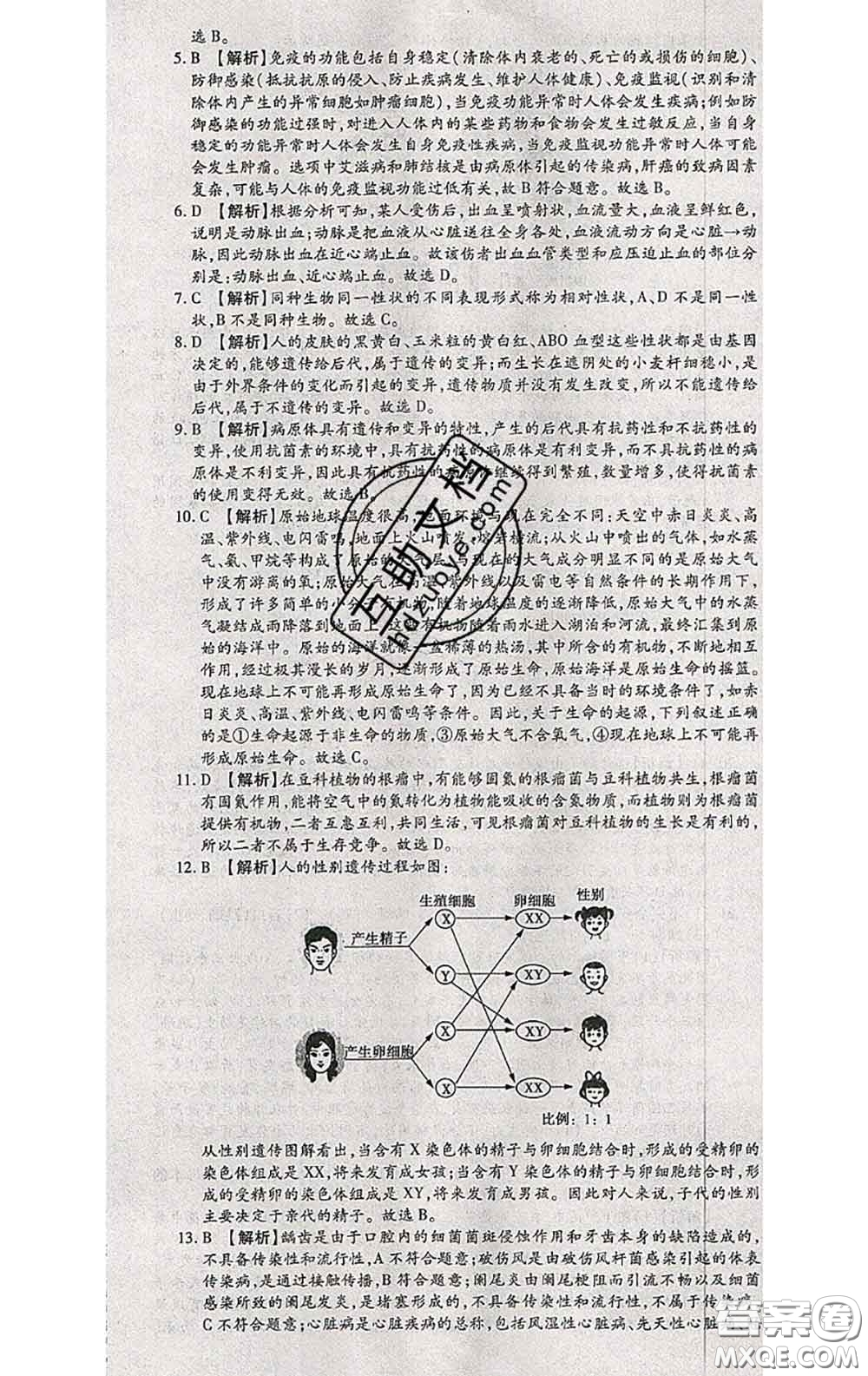 2020春全程測評(píng)試卷八年級(jí)生物下冊人教版答案