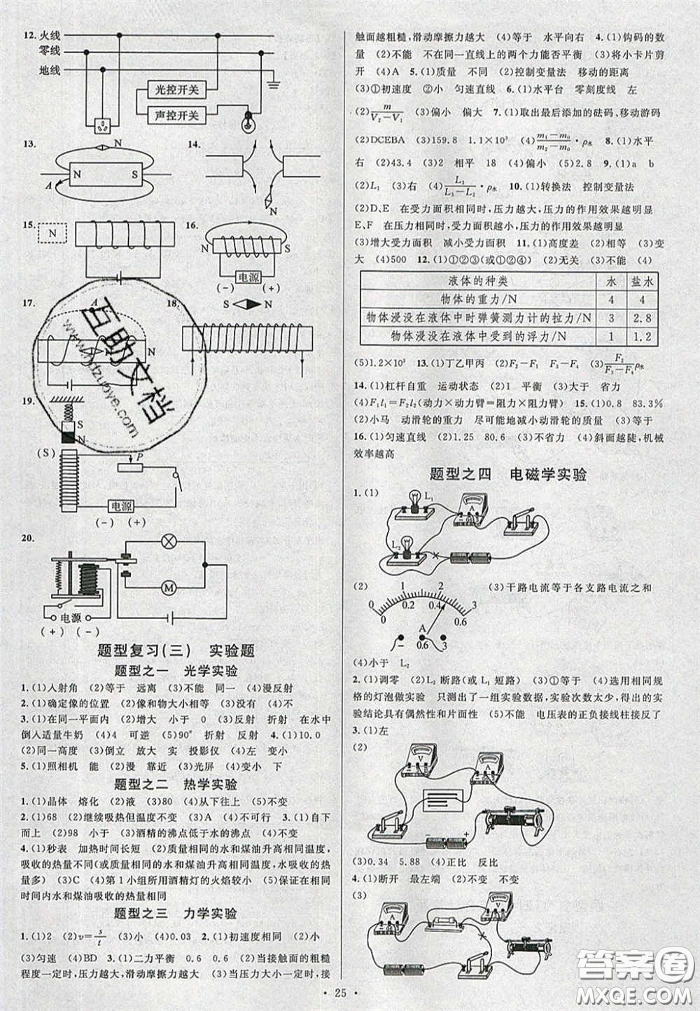 2020火線100天中考滾動復(fù)習(xí)法物理四川版答案