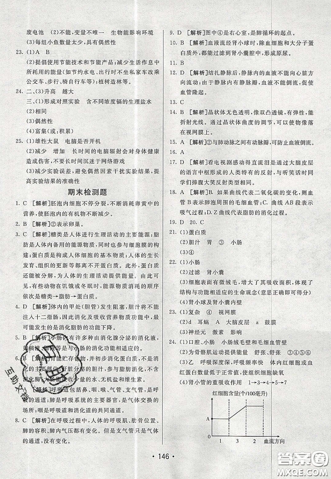 2020年同行學(xué)案學(xué)練測七年級生物下冊青島專版答案