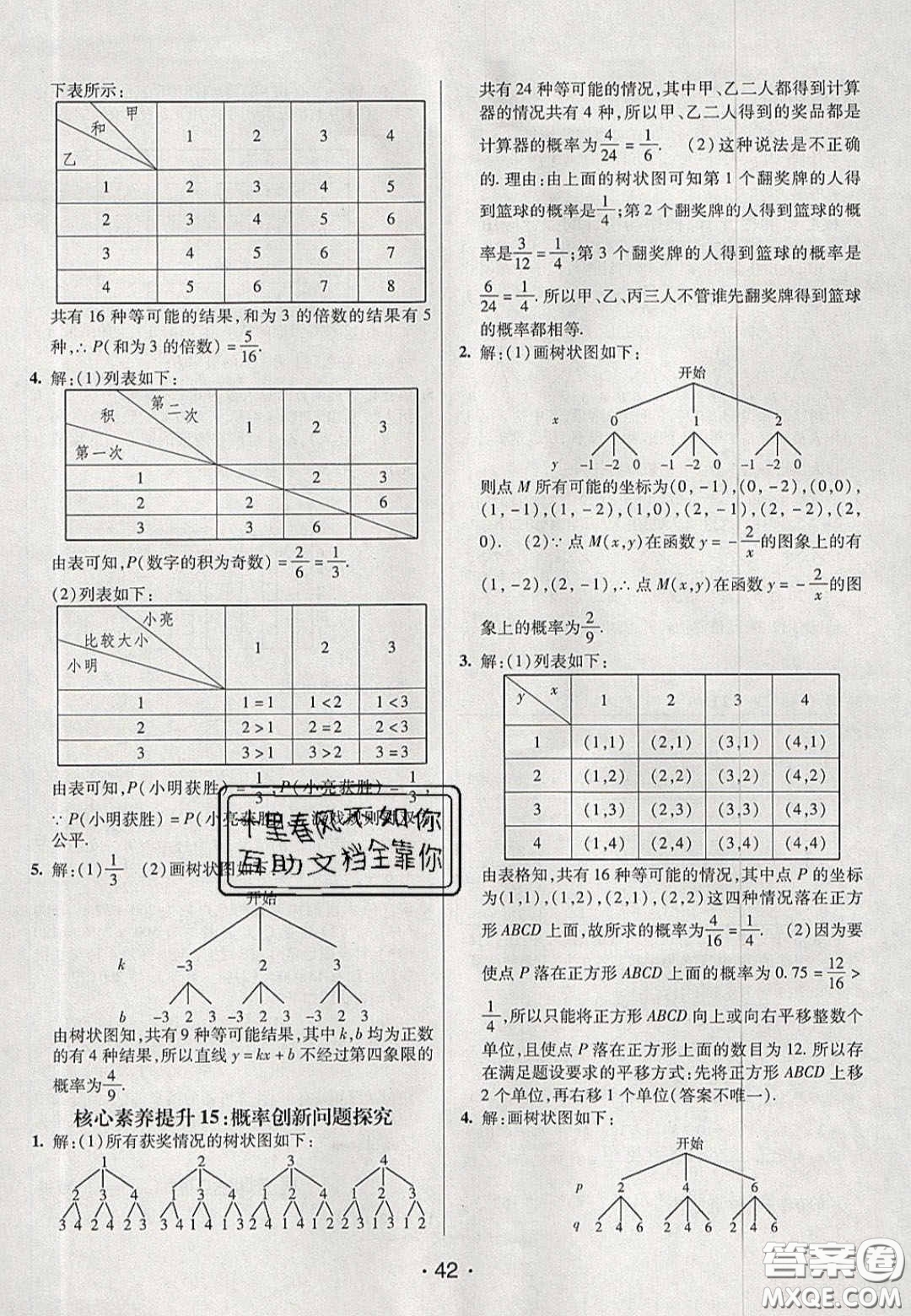 2020年同行學(xué)案學(xué)練測(cè)九年級(jí)數(shù)學(xué)下冊(cè)魯教版煙臺(tái)專版答案