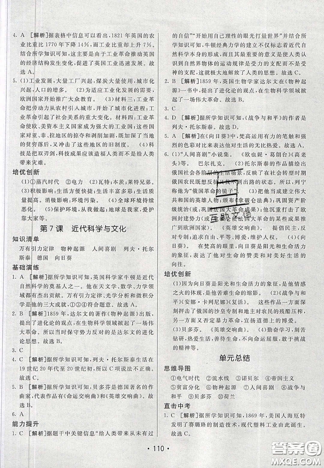 2020年同行學(xué)案學(xué)練測九年級歷史下冊人教版答案