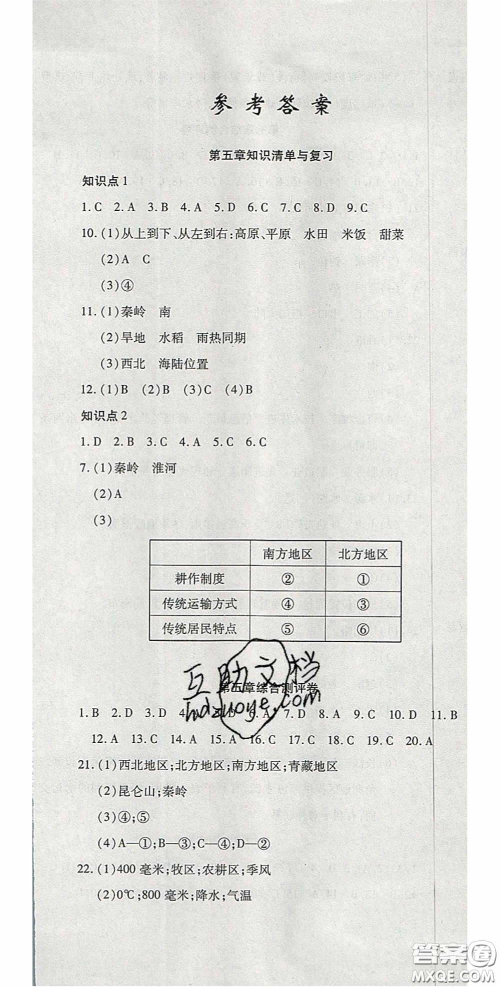 2020開心一卷通全優(yōu)大考卷八年級(jí)地理下冊(cè)商務(wù)星球版答案