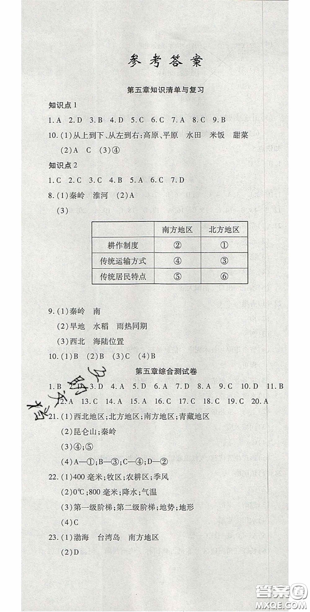 2020開心一卷通全優(yōu)大考卷八年級地理下冊人教版答案