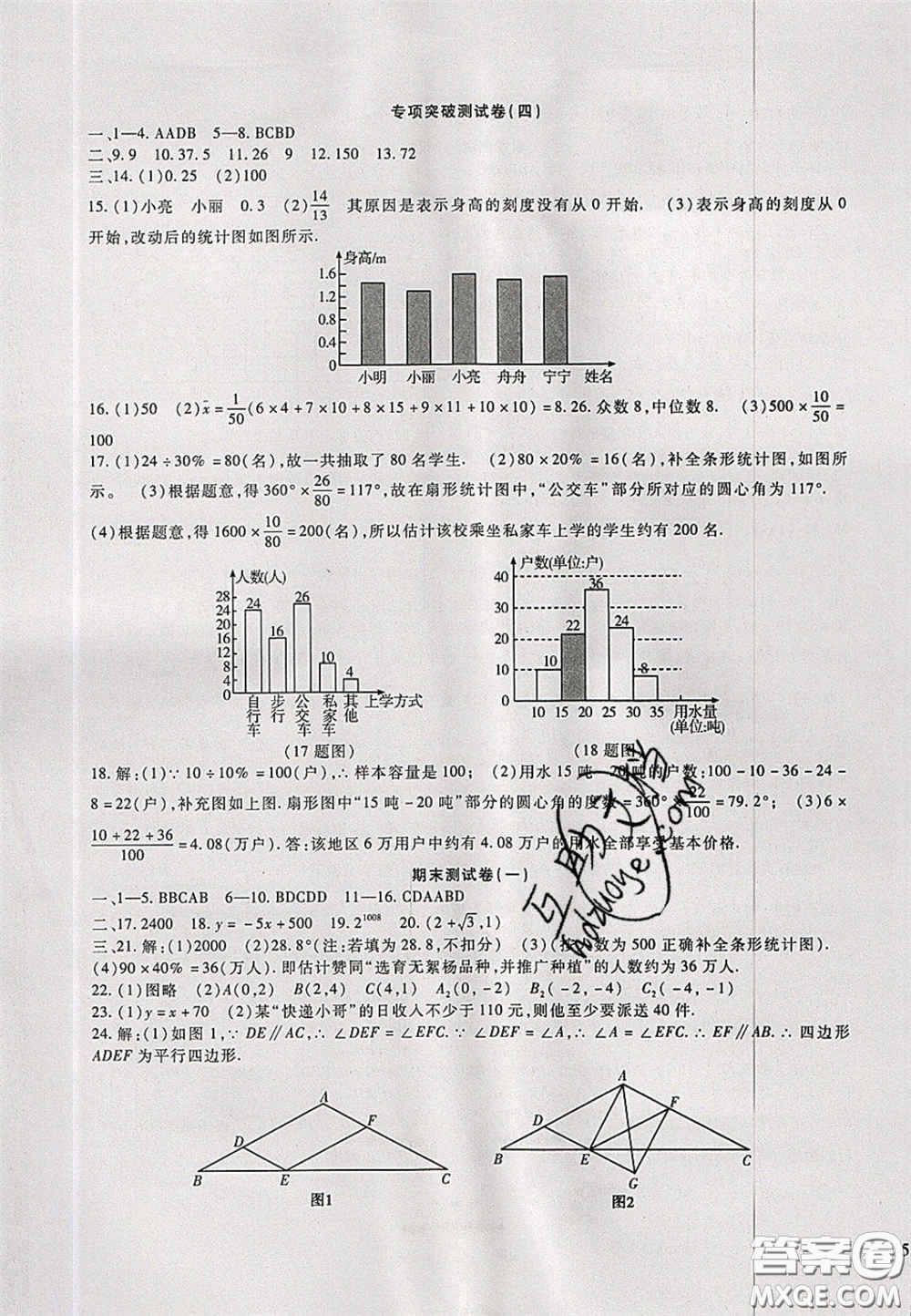 2020年華夏一卷通八年級(jí)數(shù)學(xué)下冊(cè)冀教版答案