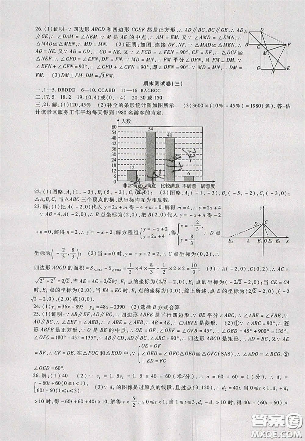 2020年華夏一卷通八年級(jí)數(shù)學(xué)下冊(cè)冀教版答案