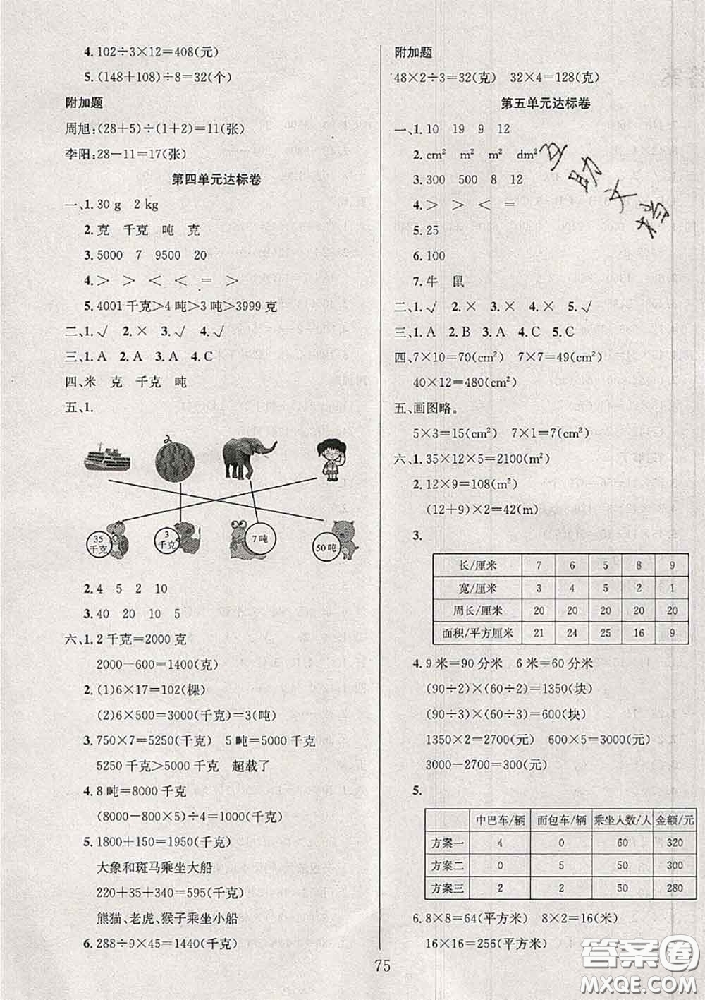 2020年考易通大試卷三年級數(shù)學(xué)下冊北師版答案