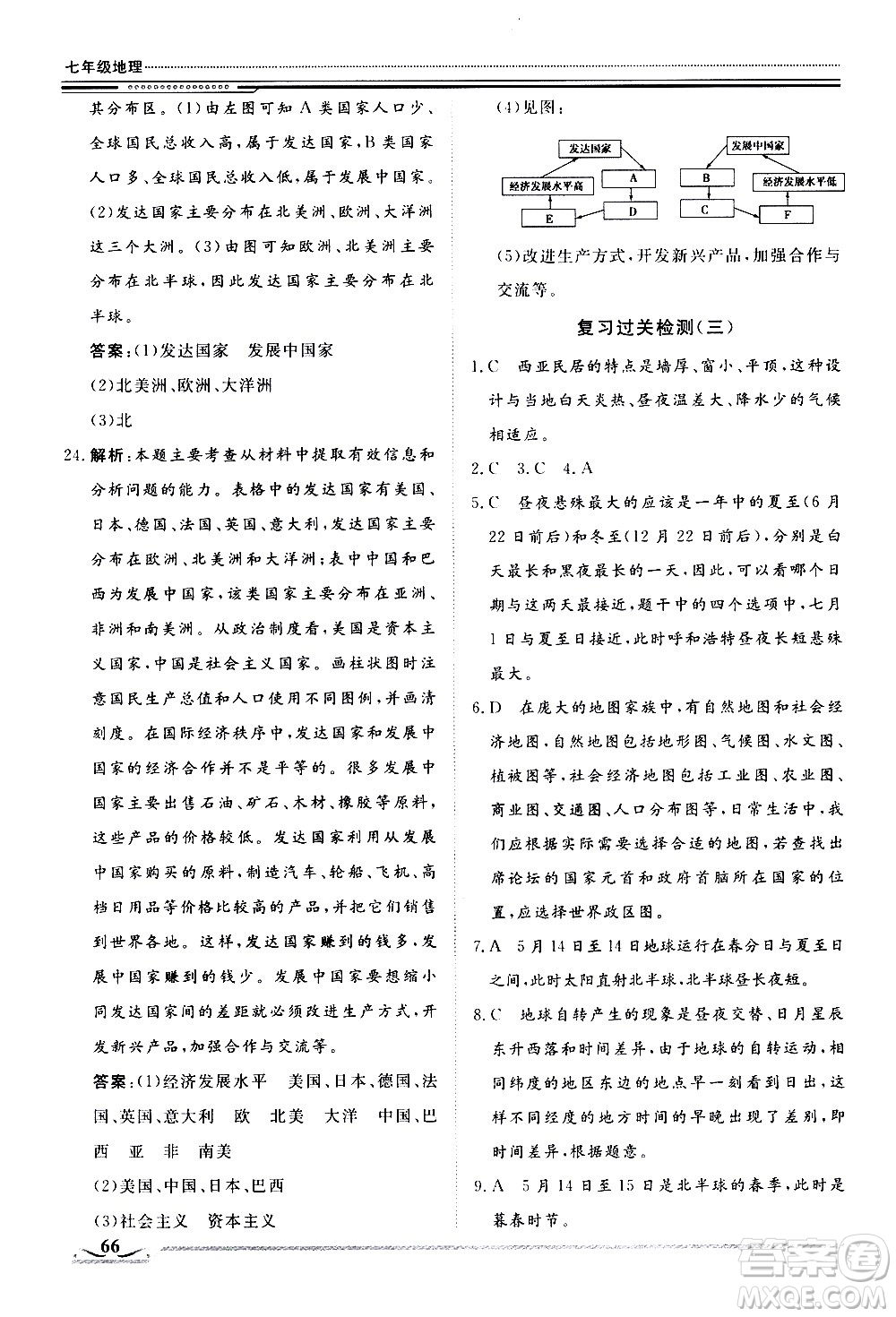 北京工業(yè)大學(xué)出版社2020年假期生活指導(dǎo)暑假七年級地理參考答案