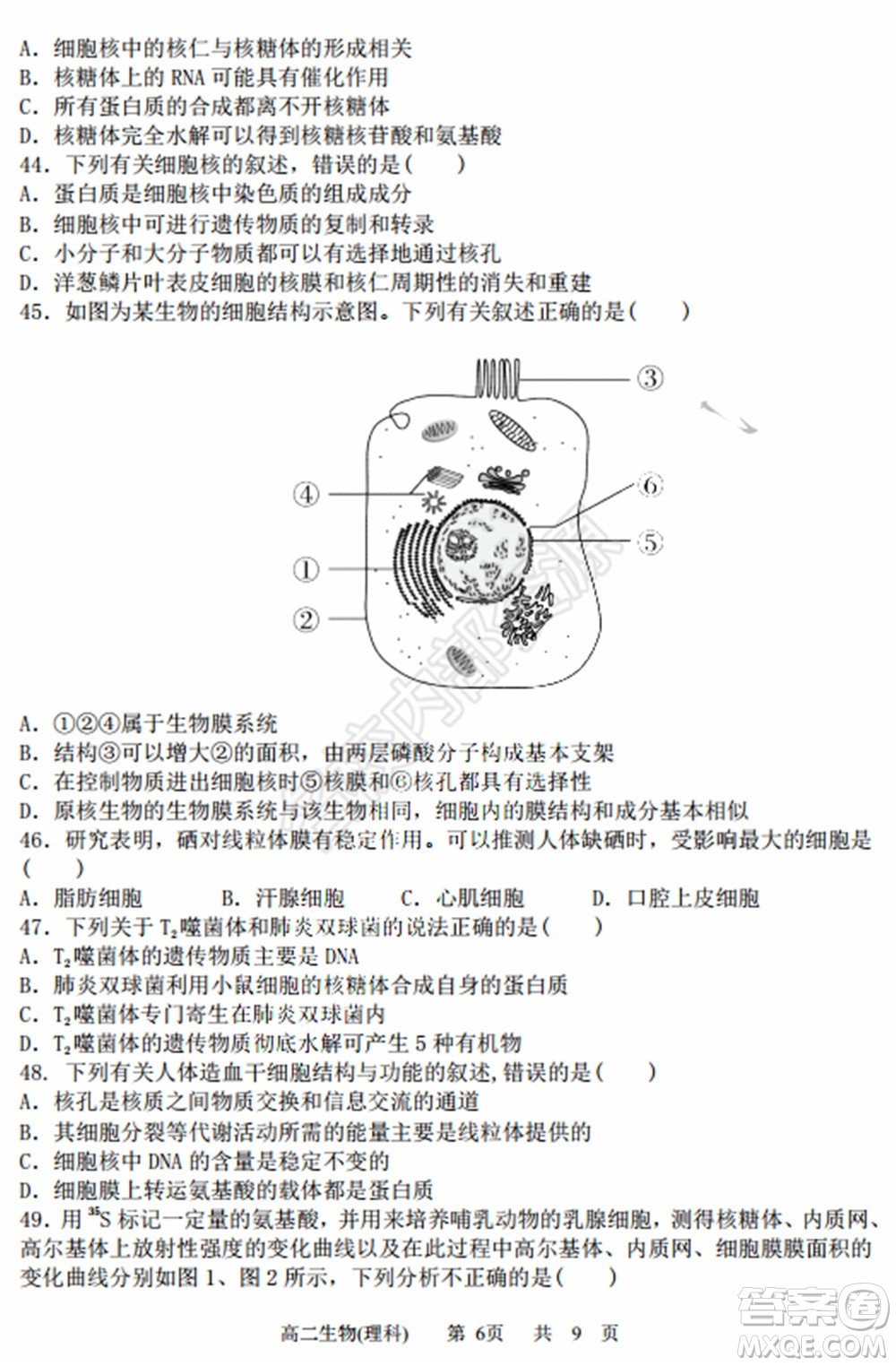 哈三中2020年高二下學(xué)期期末考試?yán)砜凭C合試卷及答案