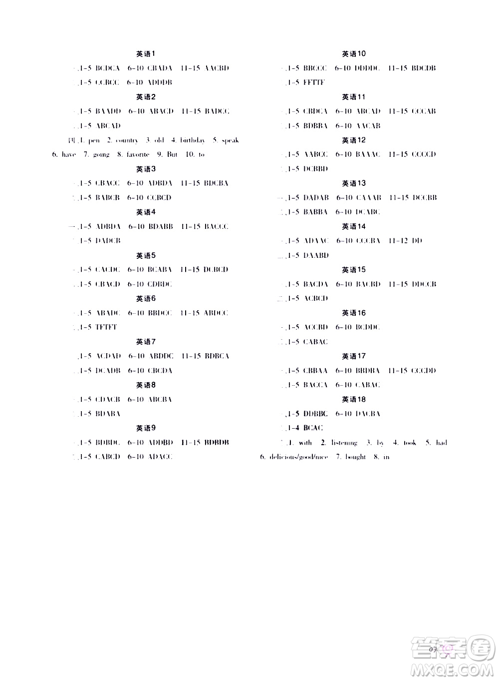 重慶出版集團(tuán)2020年暑假生活七年級(jí)A版參考答案