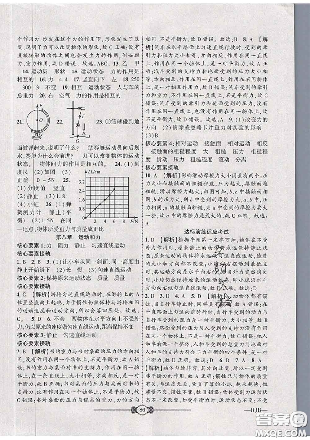 2020年金榜名卷必刷卷八年級物理下冊人教版答案