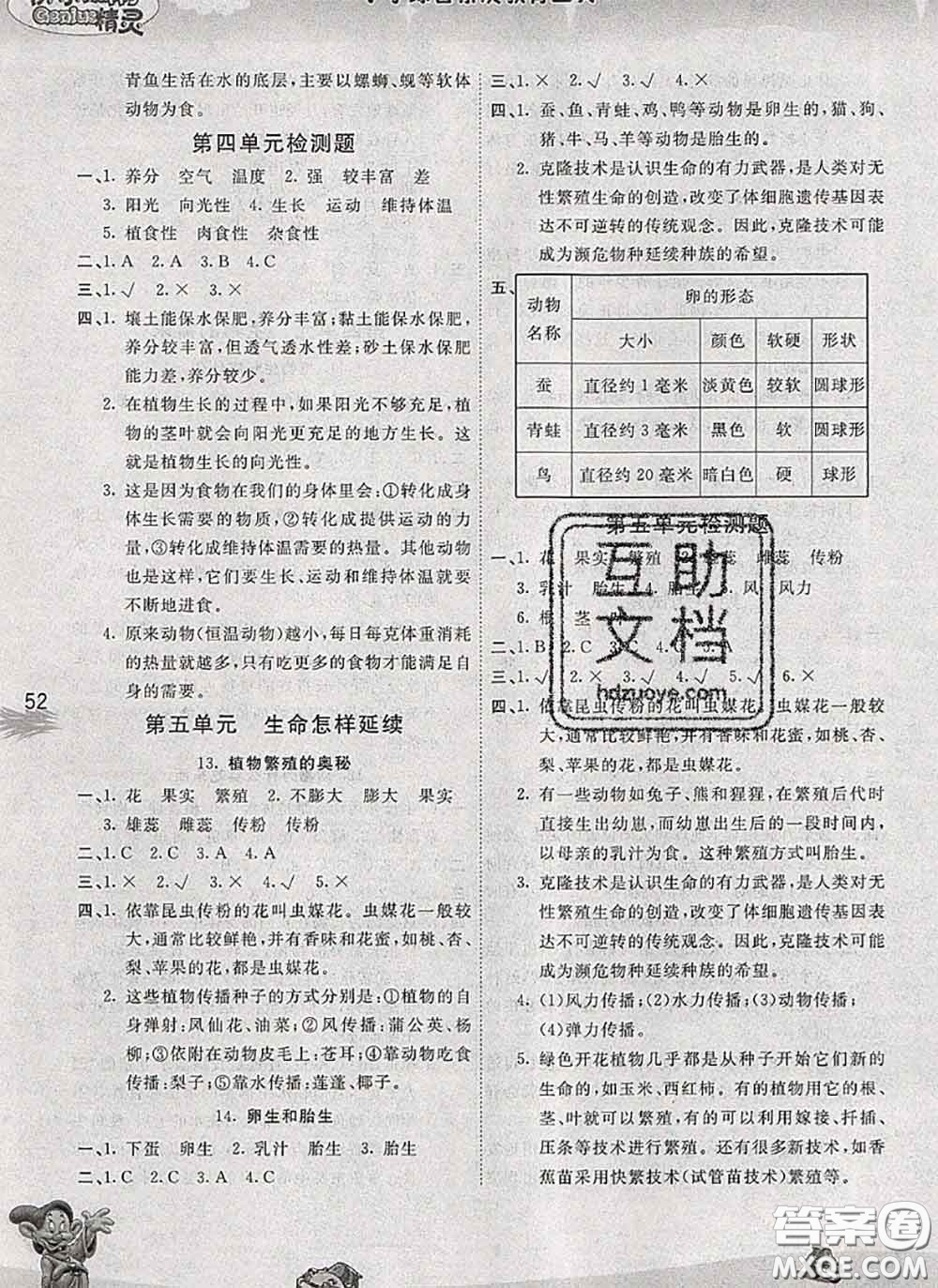 云南科技出版社2020新版名校作業(yè)本五年級(jí)科學(xué)下冊(cè)粵教版答案