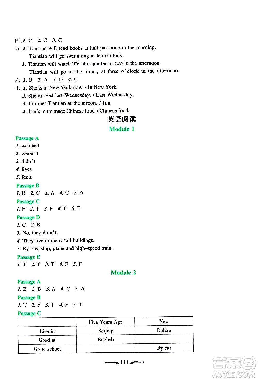 遼寧師范大學(xué)出版社2020年暑假樂園三年級(jí)起點(diǎn)英語五年級(jí)參考答案