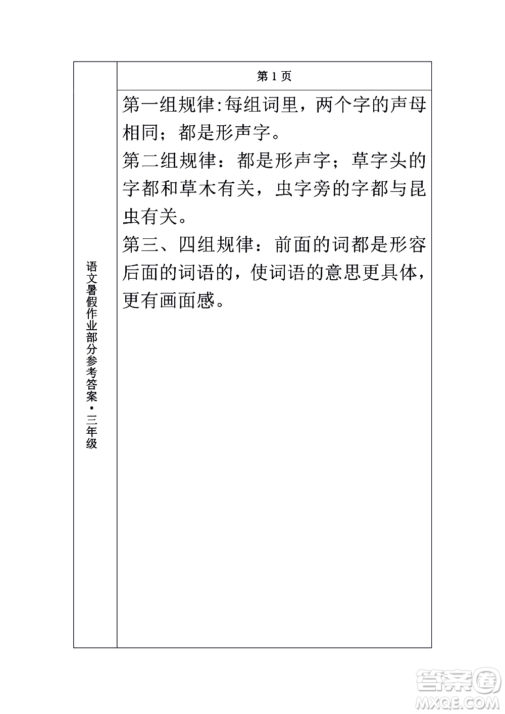 長春出版社2020年常春藤暑假作業(yè)語文三年級人教部編版參考答案