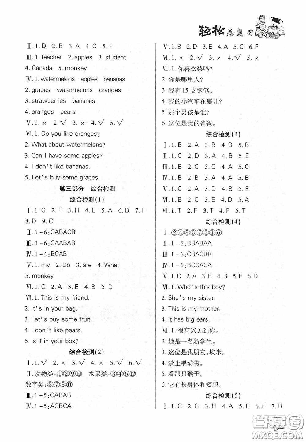 河北科學技術(shù)出版社2020輕松總復習假期作業(yè)輕松暑假三年級英語PEP版答案