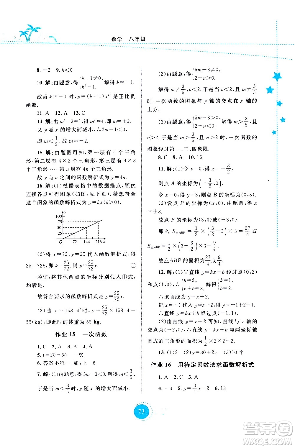 云南教育出版社2020年云教金榜暑假作業(yè)八年級(jí)數(shù)學(xué)參考答案