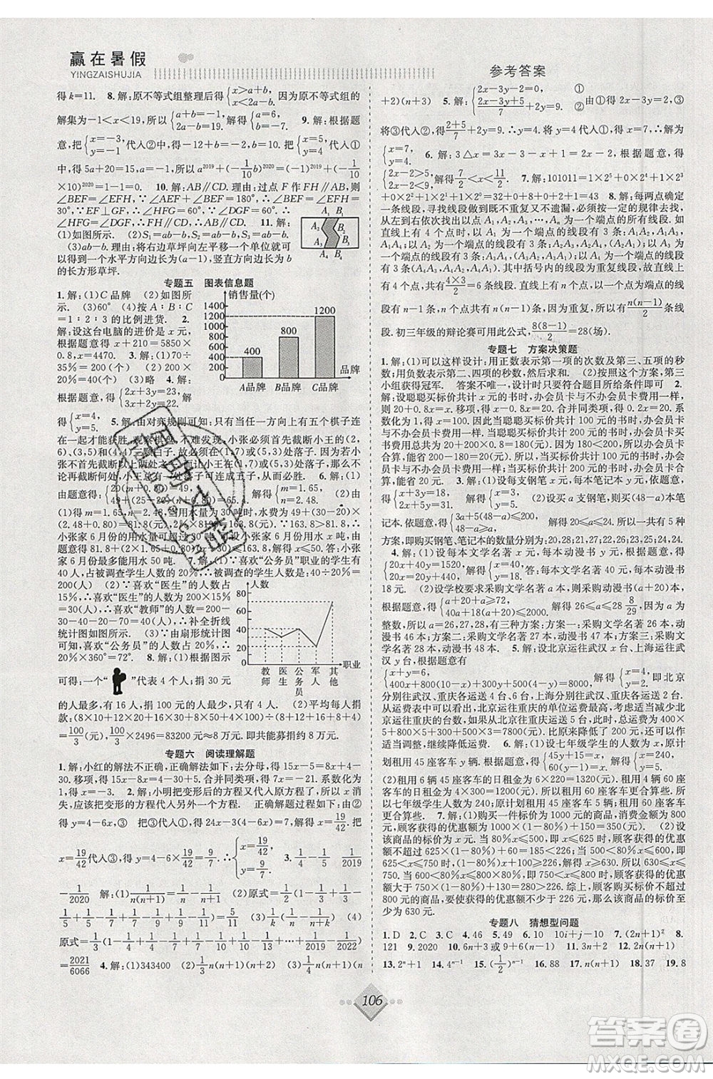 合肥工業(yè)大學(xué)出版社2020年贏在暑假搶分計劃七年級數(shù)學(xué)人教版參考答案