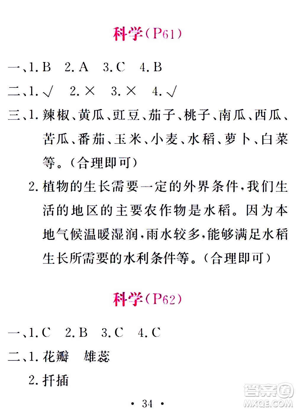 2020年天舟文化精彩暑假四年級合訂本參考答案