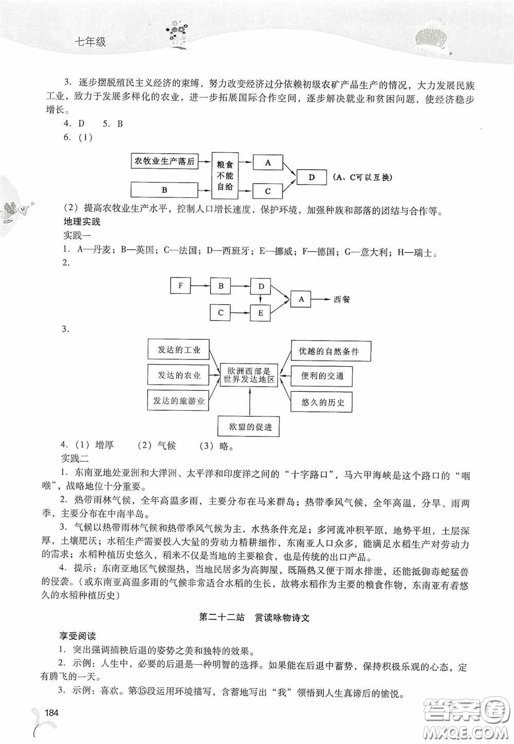 2020新課程答案暑假作業(yè)本七年級(jí)綜合A版答案