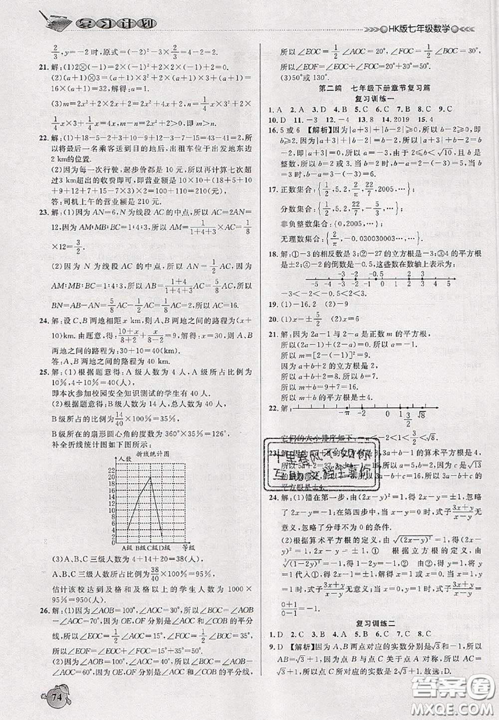 品至教育2020年假期復(fù)習(xí)計(jì)劃期末暑假銜接七年級數(shù)學(xué)滬科版答案