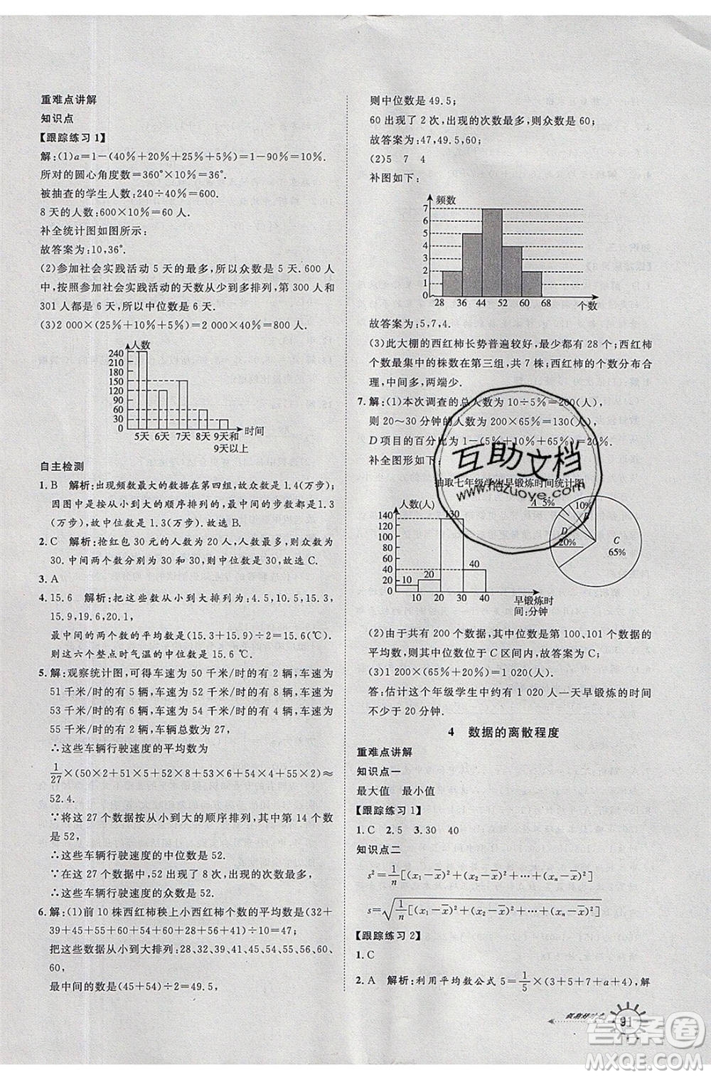 2020年魯人泰斗假期好時光暑假訓(xùn)練營七升八年級數(shù)學(xué)魯教版參考答案