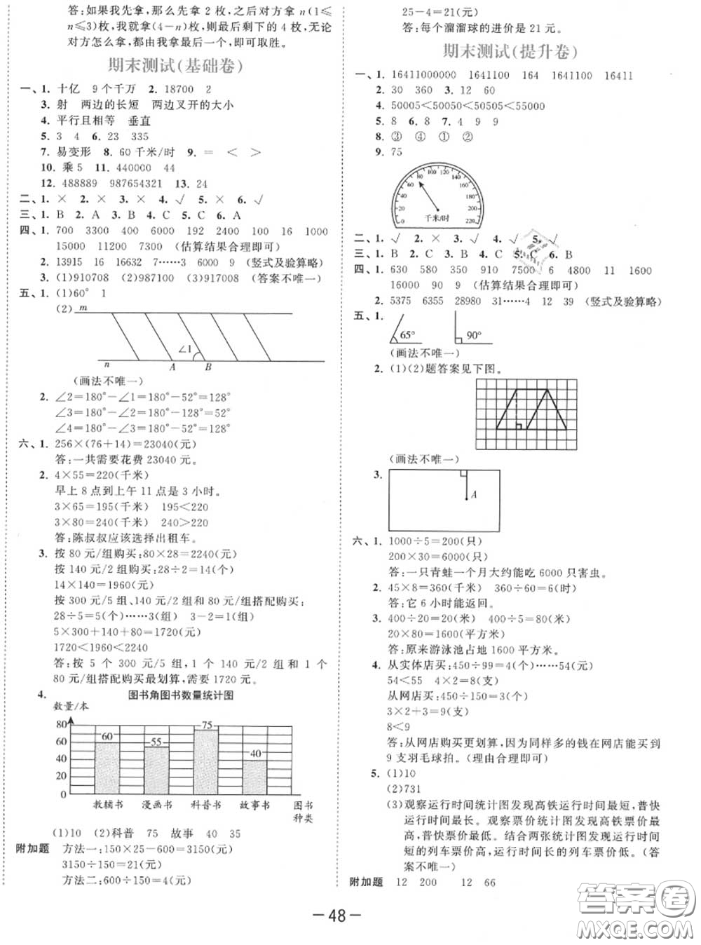 小兒郎2020秋53天天練四年級(jí)數(shù)學(xué)上冊人教版參考答案