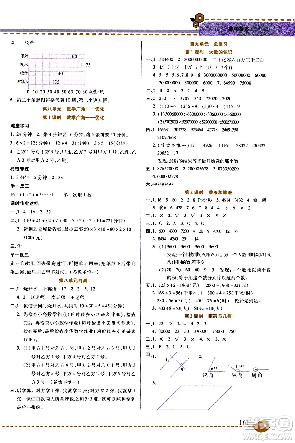 西安出版社2020年幫你學(xué)全講歸納精練四年級(jí)上冊(cè)數(shù)學(xué)RJ人教版參考答案