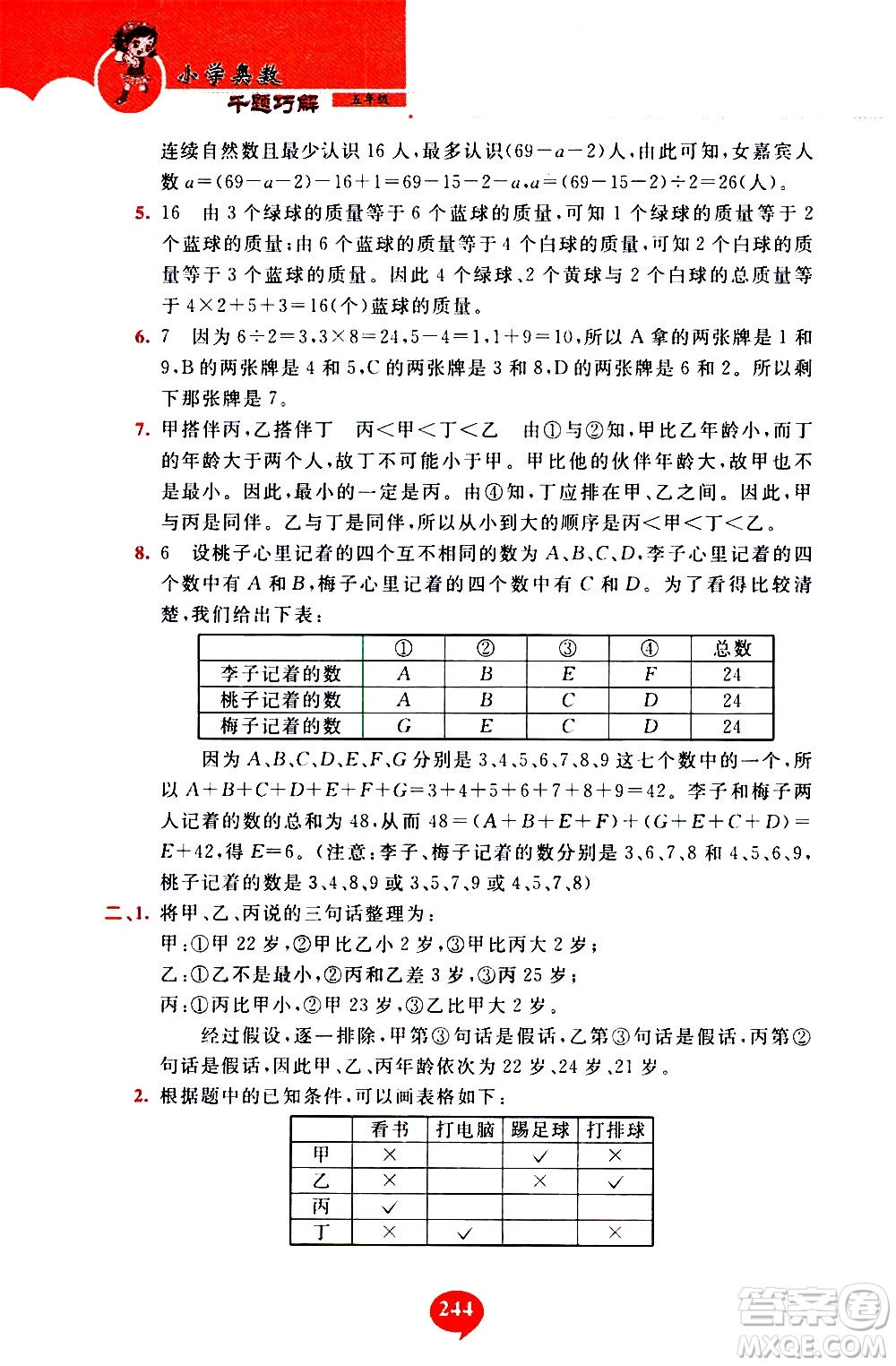 長春出版社2020年小學(xué)奧數(shù)千題巧解5年級(jí)人教版參考答案