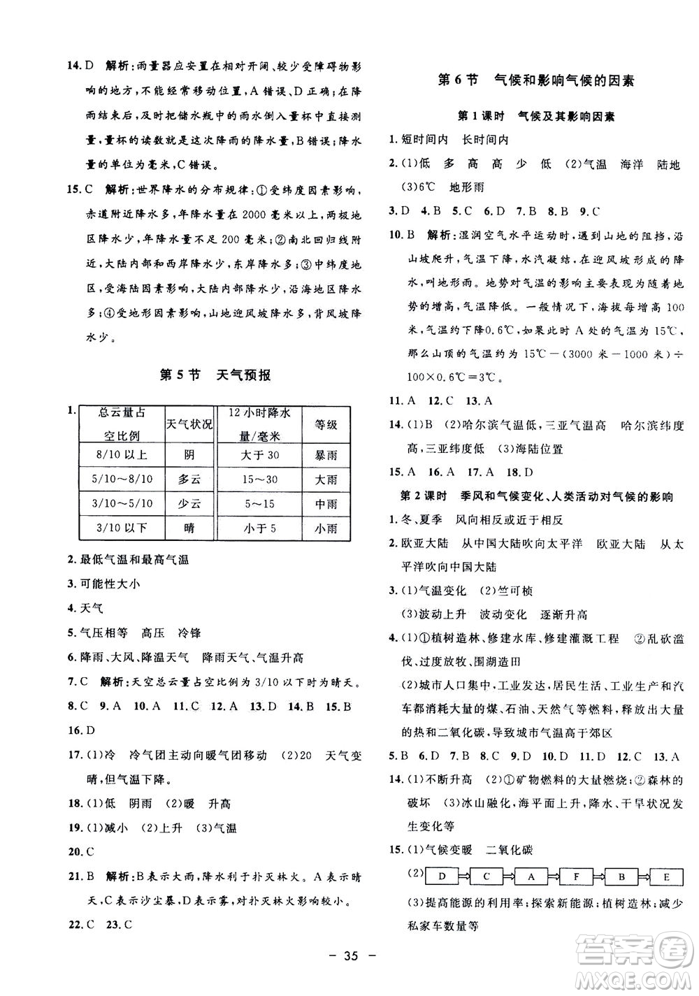 鐘書金牌2020年非常1+1完全題練八年級上冊科學(xué)ZJ浙教版參考答案