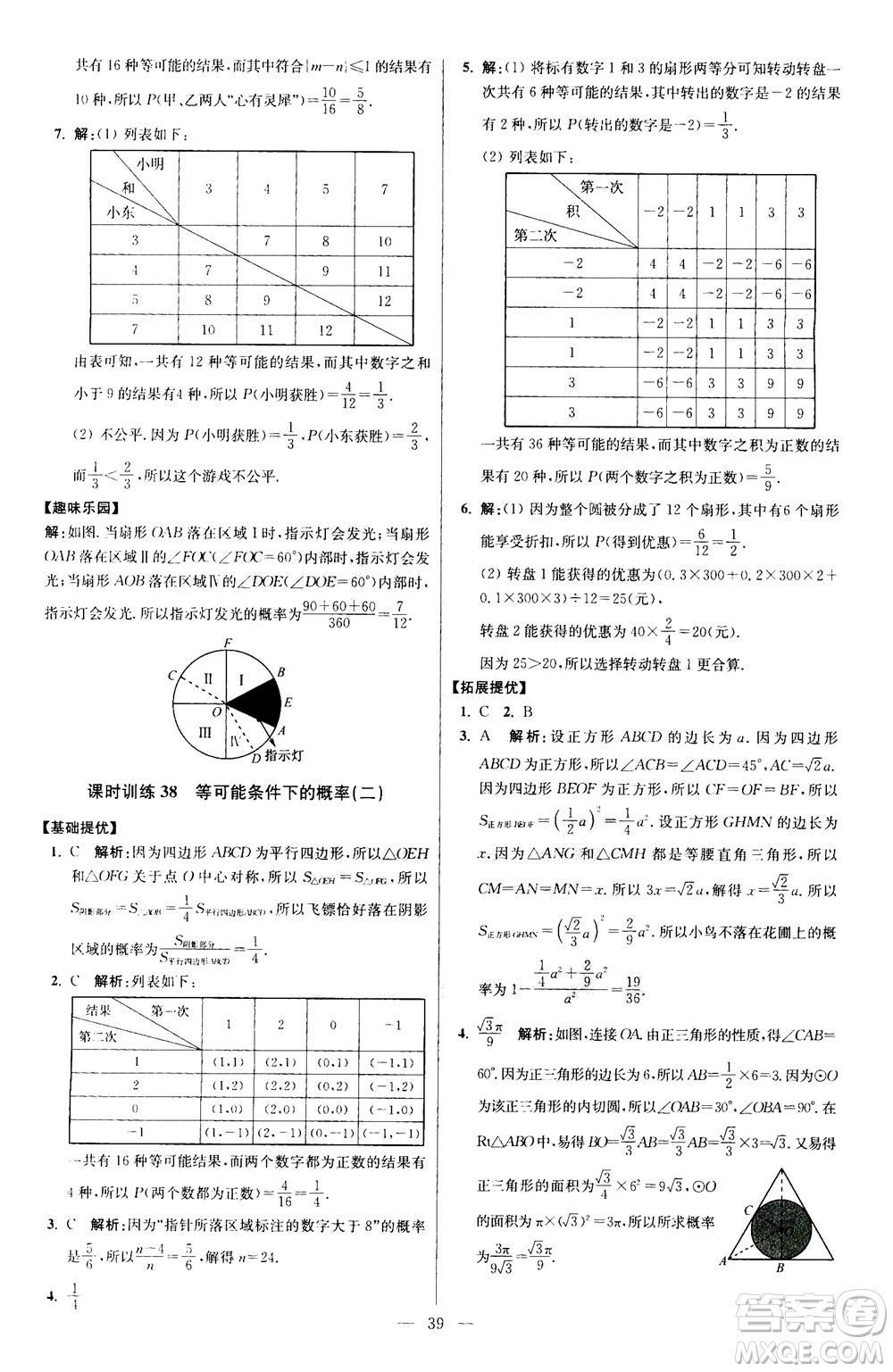 江蘇鳳凰科學(xué)技術(shù)出版社2020秋初中數(shù)學(xué)小題狂做提優(yōu)版九年級上蘇科版參考答案