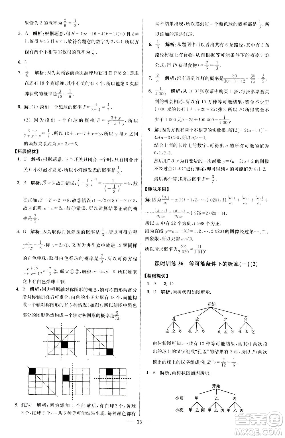 江蘇鳳凰科學(xué)技術(shù)出版社2020秋初中數(shù)學(xué)小題狂做提優(yōu)版九年級上蘇科版參考答案