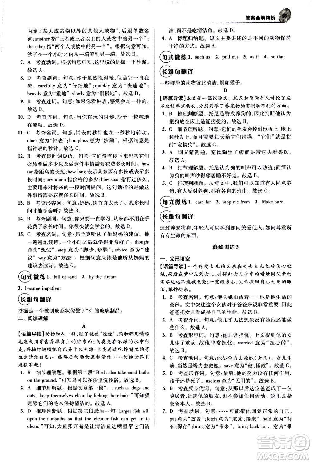 江蘇鳳凰科學技術(shù)出版社2020秋初中英語小題狂做巔峰版八年級上譯林版參考答案