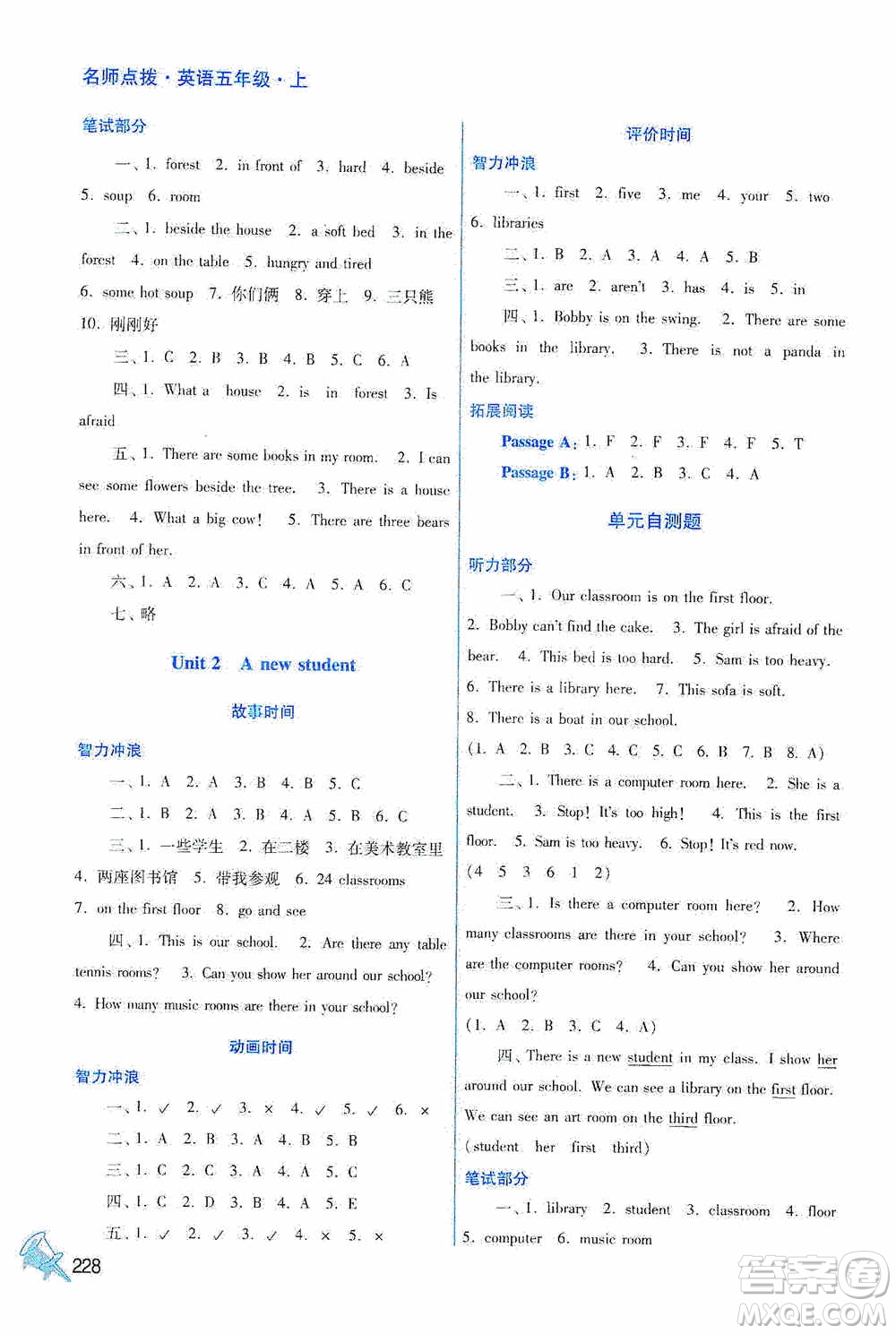 江蘇鳳凰美術(shù)出版社2020名師點撥課課通教材全解析五年級英語上冊江蘇版答案