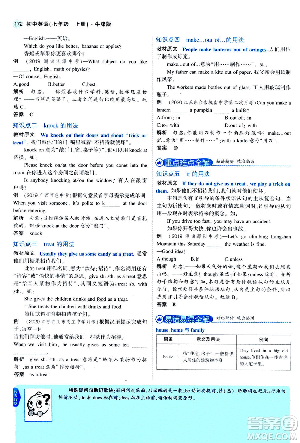 教育科學(xué)出版社2020秋5年中考3年模擬全解版初中英語(yǔ)七年級(jí)上冊(cè)牛津版參考答案