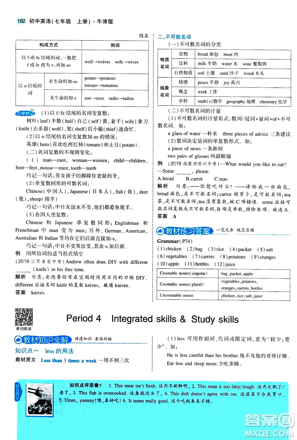 教育科學(xué)出版社2020秋5年中考3年模擬全解版初中英語(yǔ)七年級(jí)上冊(cè)牛津版參考答案