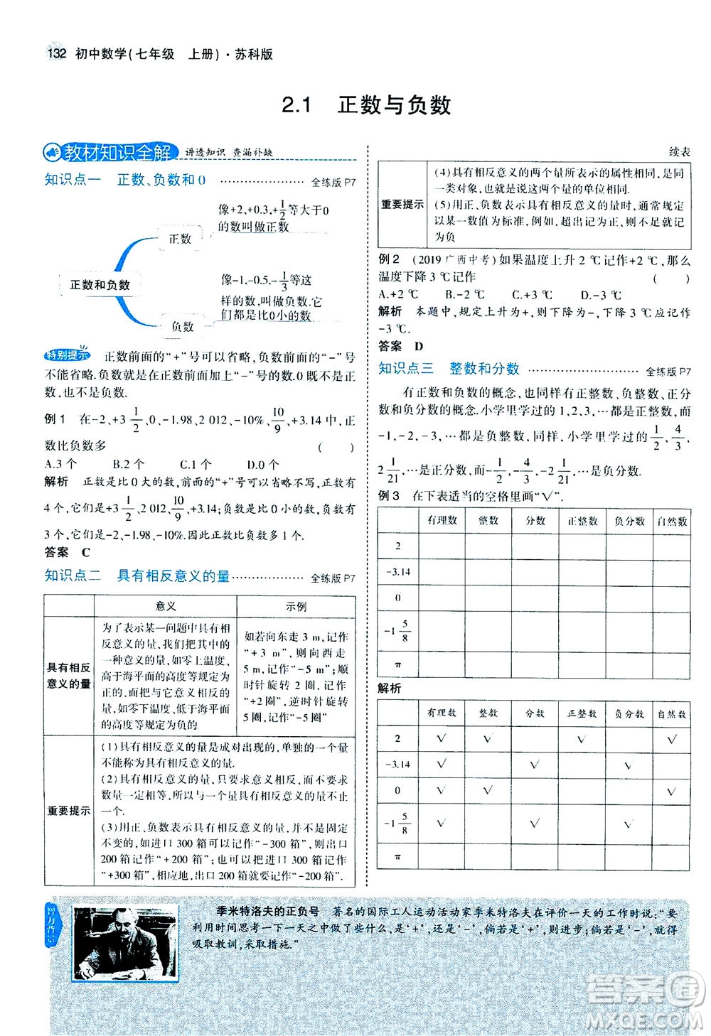 教育科學(xué)出版社2020秋5年中考3年模擬全解版初中數(shù)學(xué)七年級(jí)上冊(cè)蘇科版參考答案