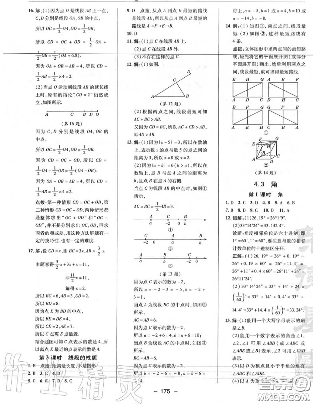 榮德基2020秋新版綜合應(yīng)用創(chuàng)新題典中點七年級數(shù)學(xué)上冊人教版答案