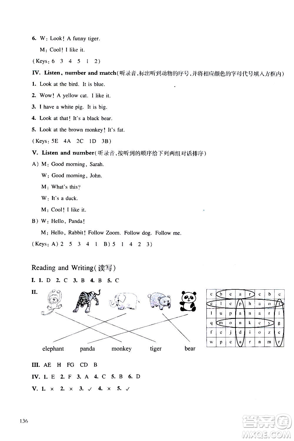 華東師范大學(xué)出版社2020秋一課一練三年級上冊英語RJ人教版參考答案