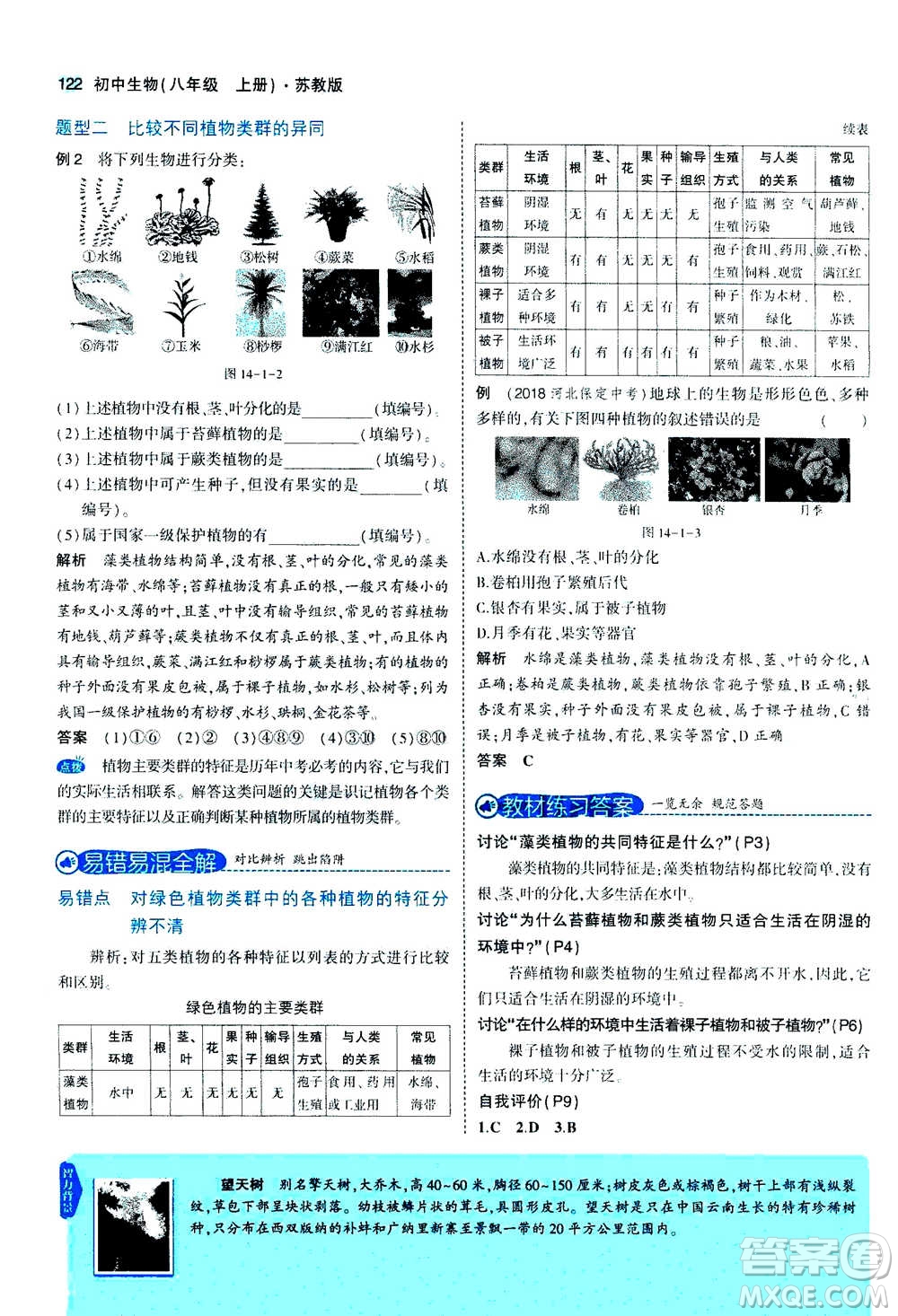 2020秋5年中考3年模擬全練版全解版初中生物八年級(jí)上冊(cè)蘇教版參考答案