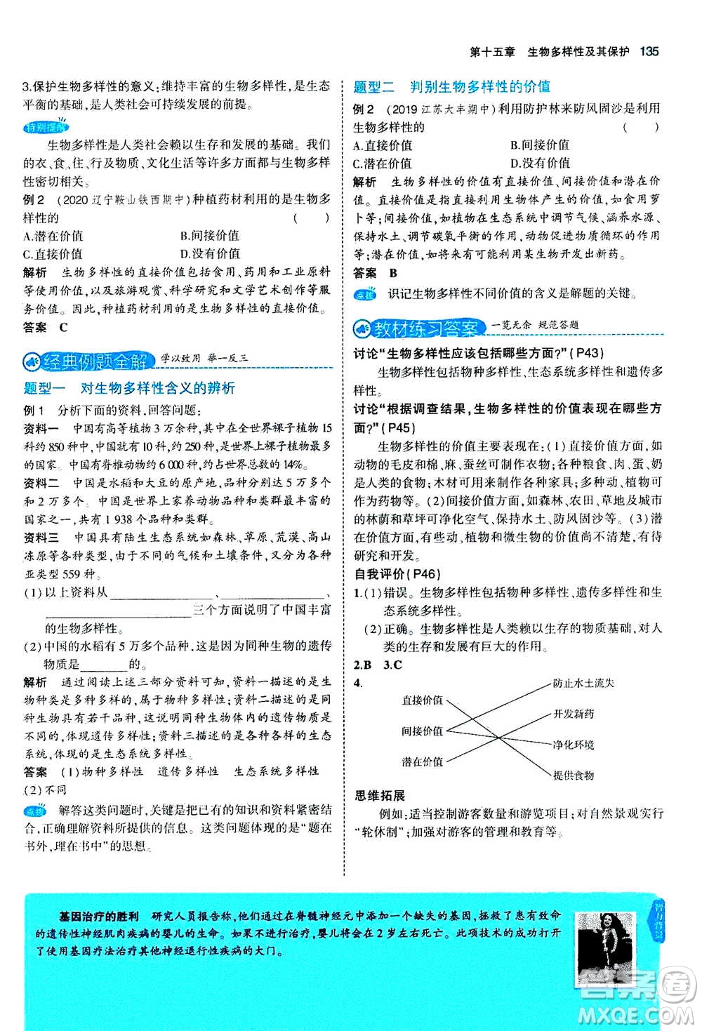 2020秋5年中考3年模擬全練版全解版初中生物八年級(jí)上冊(cè)蘇教版參考答案