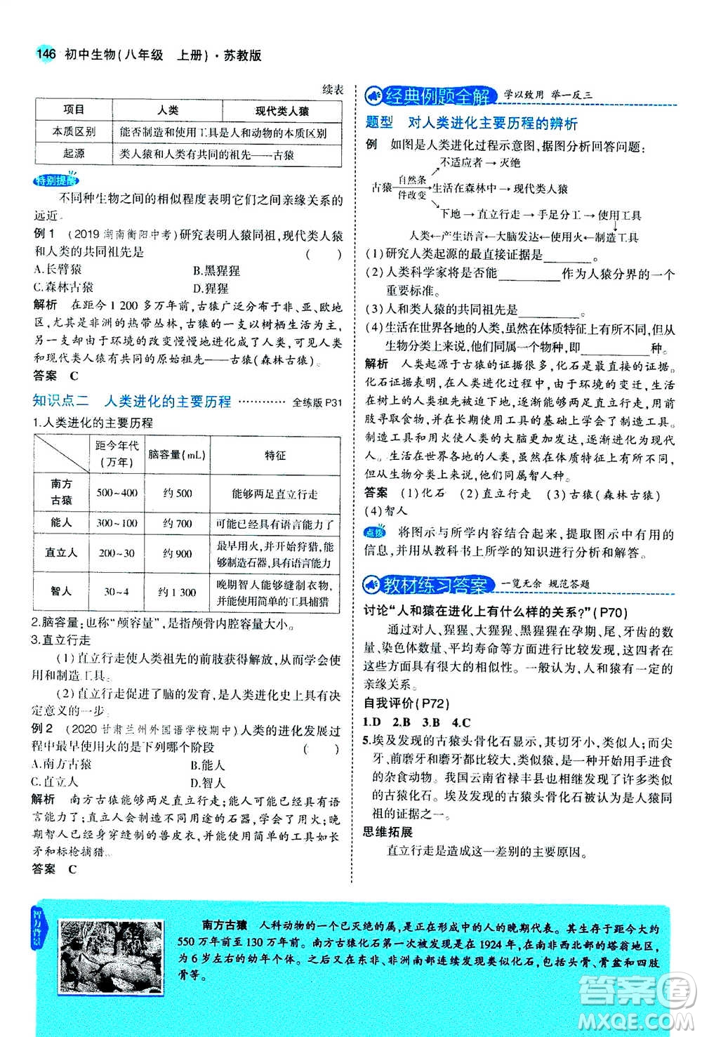 2020秋5年中考3年模擬全練版全解版初中生物八年級(jí)上冊(cè)蘇教版參考答案