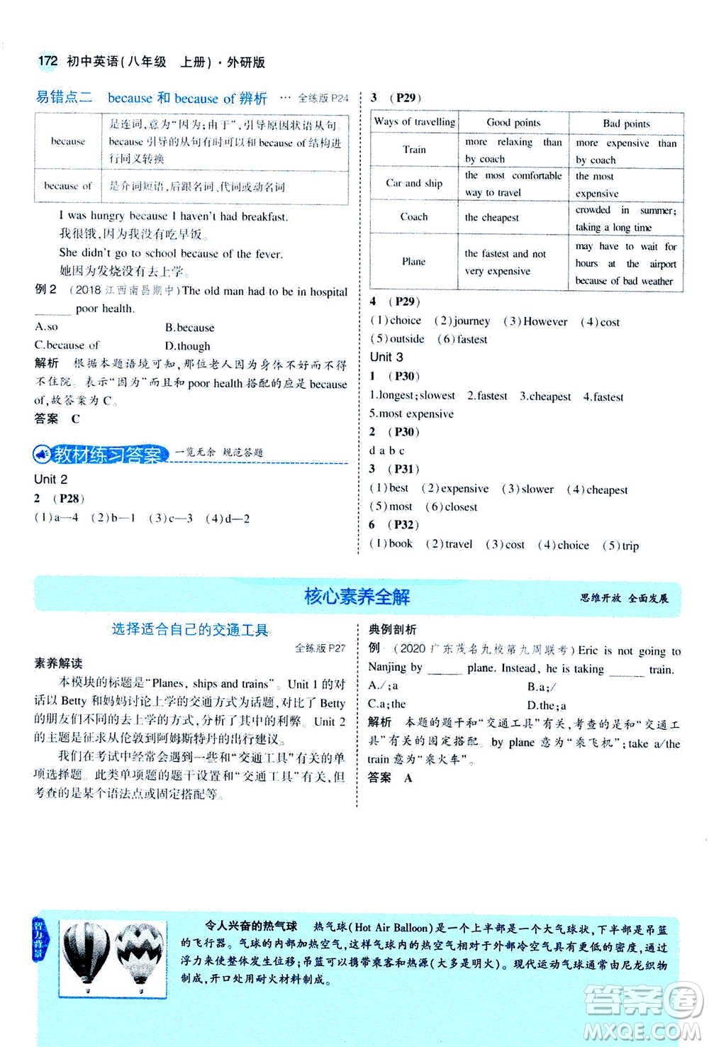 2020秋5年中考3年模擬全練版全解版初中英語(yǔ)八年級(jí)上冊(cè)外研版參考答案